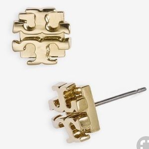 Tory Burch Gold Stud Logo Earrings
